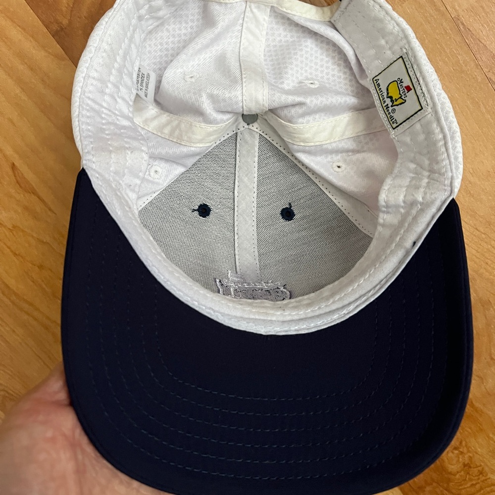 Authentic  Masters White Cap with Navy Front White Logo OS Adjustable Snap back - Picture 6 of 7